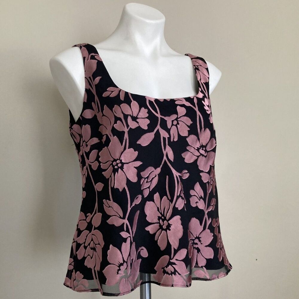 Vintage Floral Whimsygoth Ethereal Sheer Going Out Top Alex Evenings Large